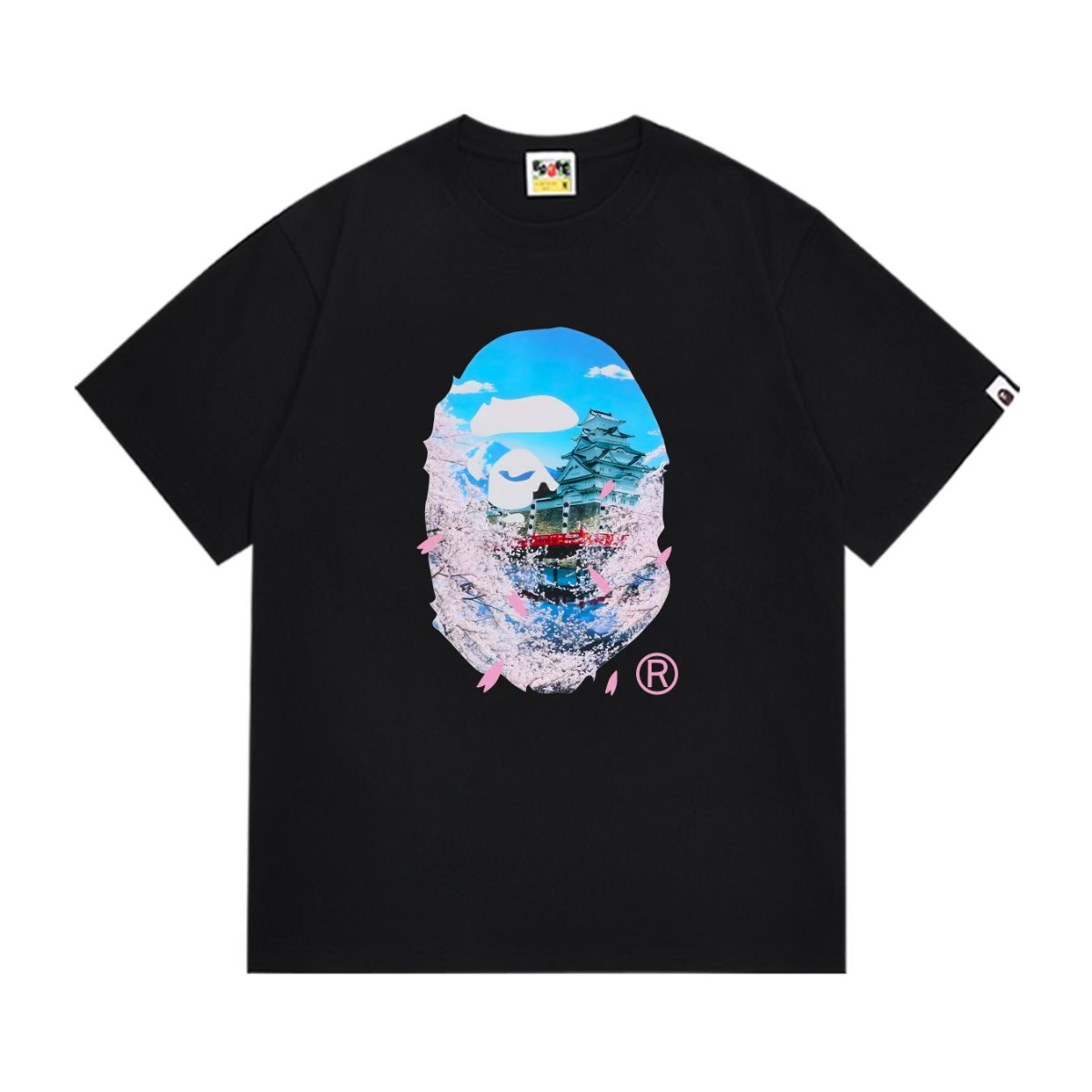 Bathing Shark and ape head print T-Shirt NextBlock