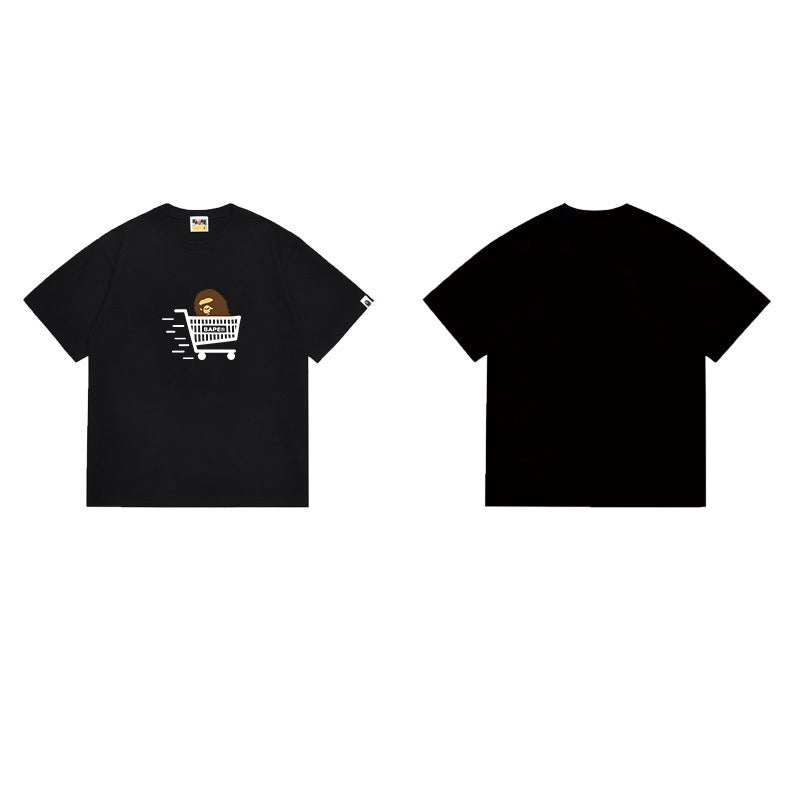 Bathing Shark and ape head print T Shirts NextBlock