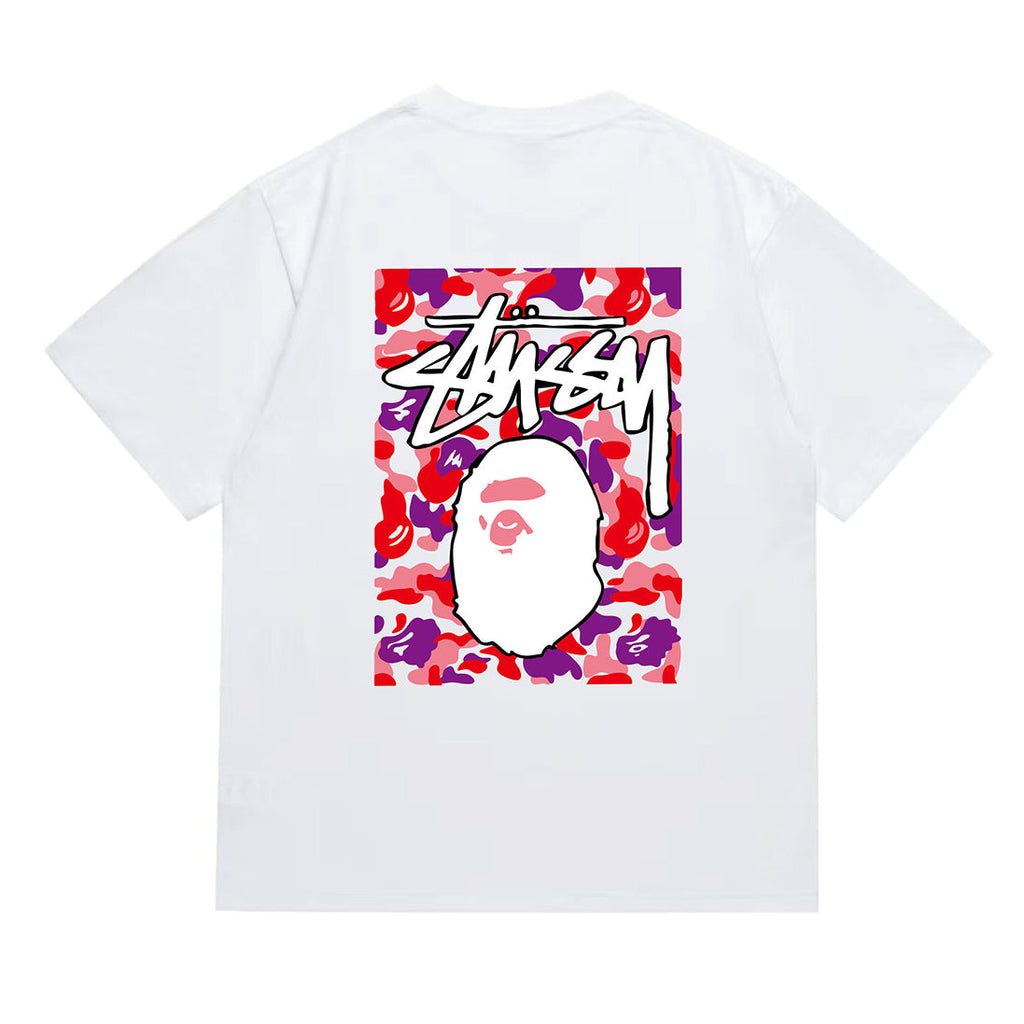Bathing Shark and ape head print T-Shirt NextBlock