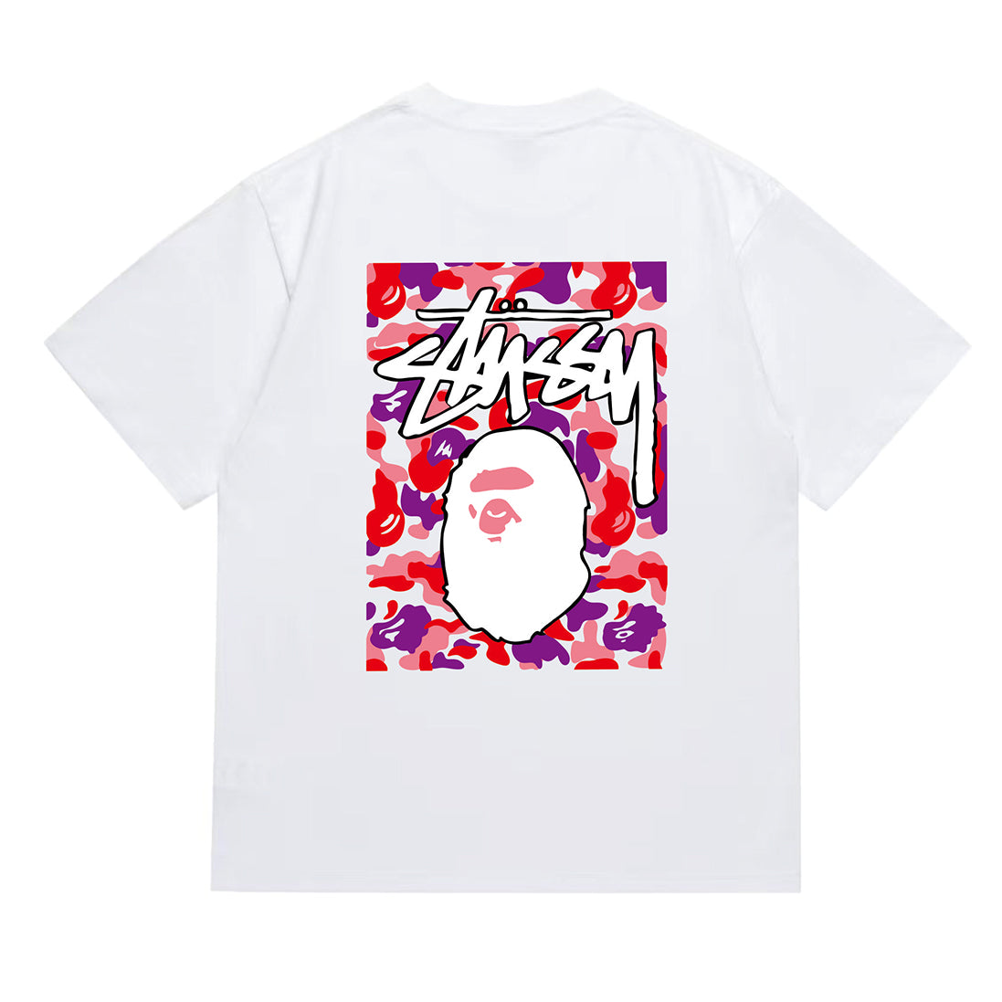 Bathing Shark and ape head print T-Shirt NextBlock