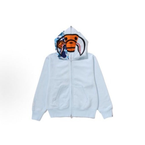 Bathing Shark and ape head print hoode BAPE bapexmilo co-branded double hat NextBlock