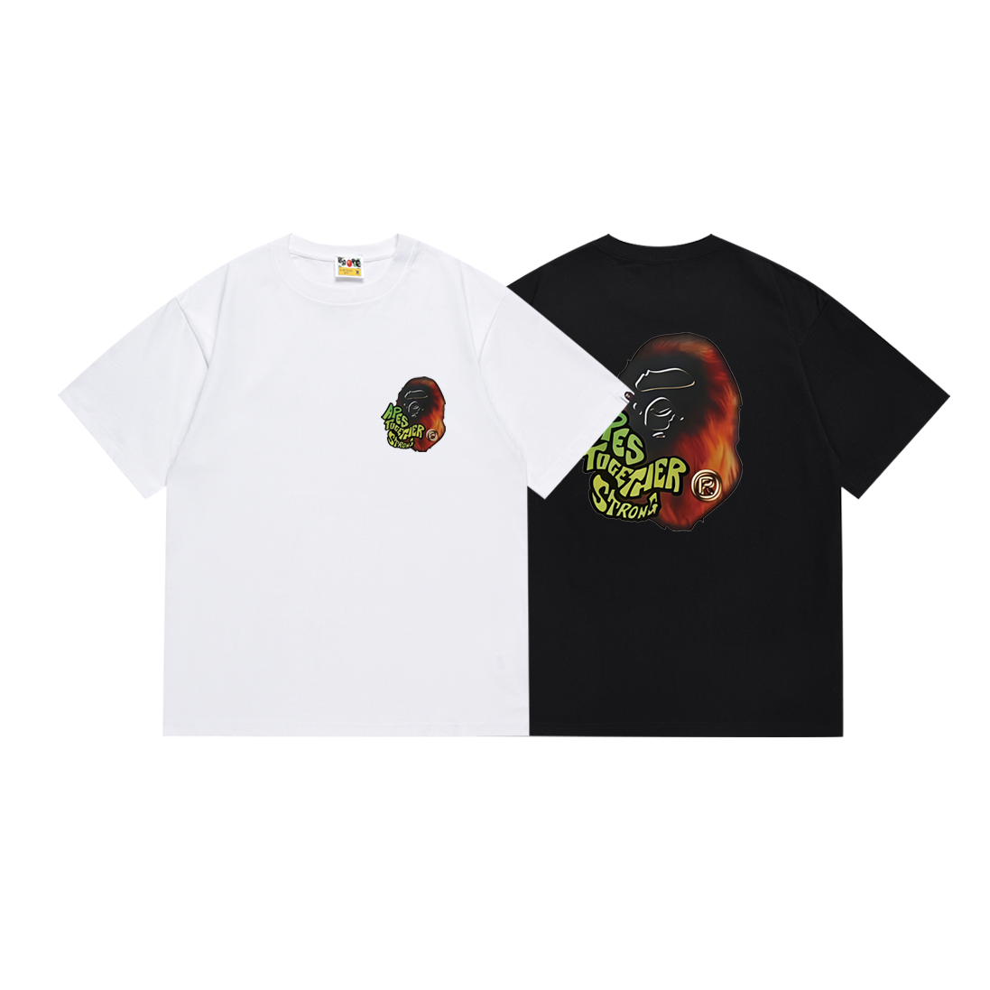 Bathing Shark and ape head print T Shirts NextBlock