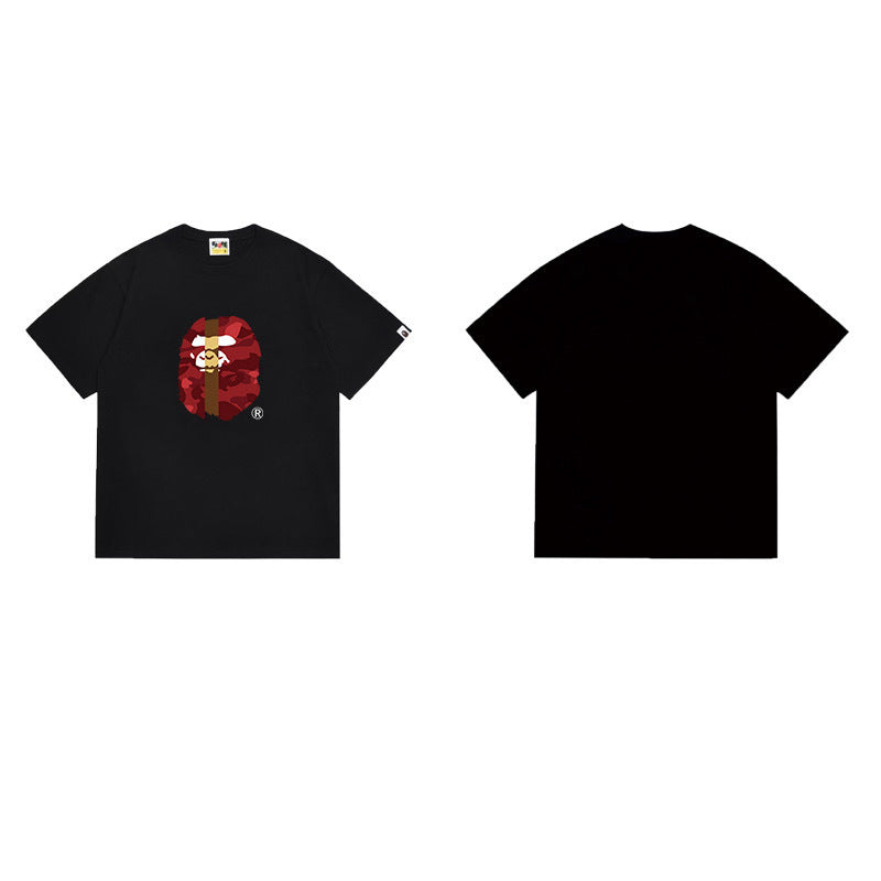 Bathing Shark and ape head print T Shirts NextBlock