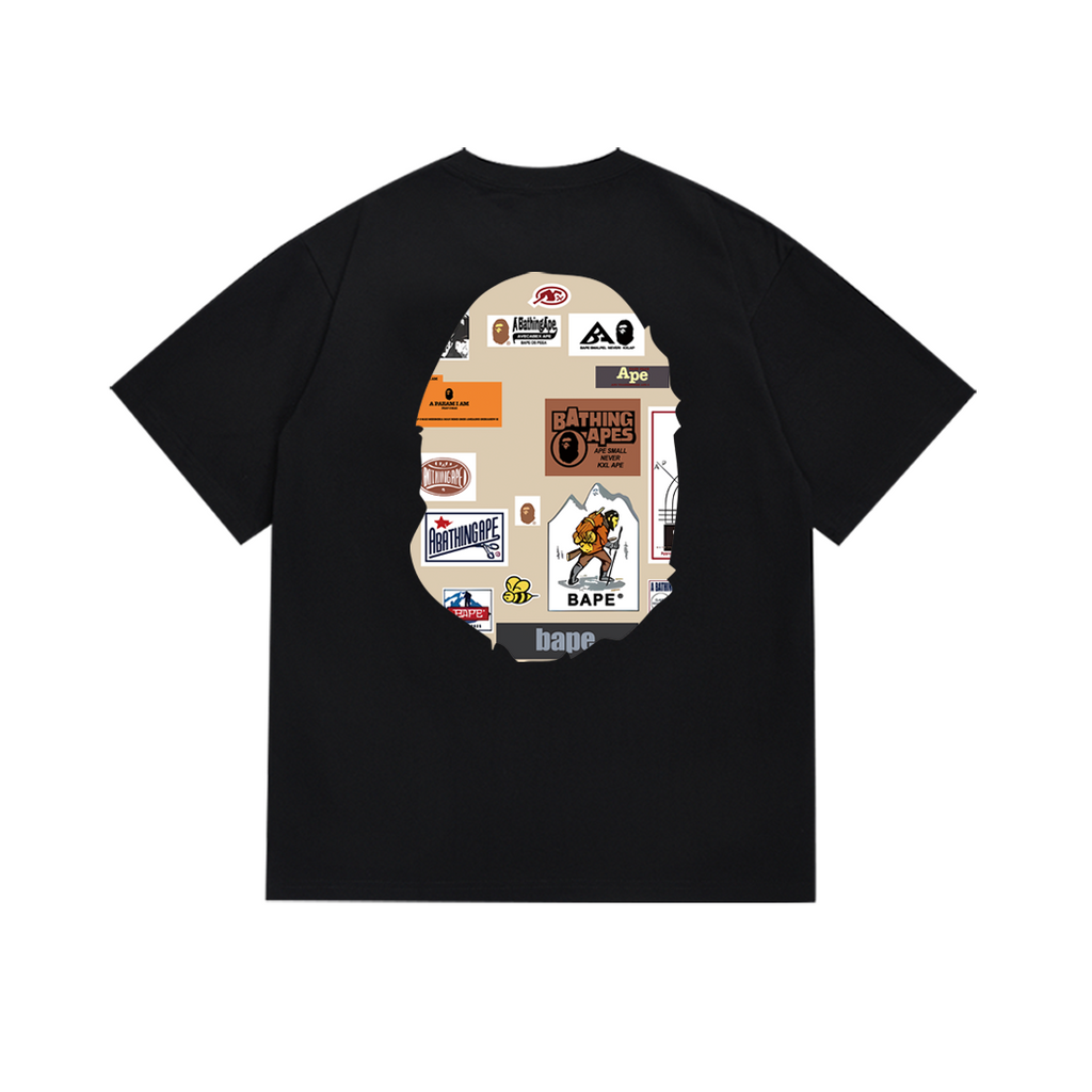Bathing Shark and ape head print T-Shirt NextBlock