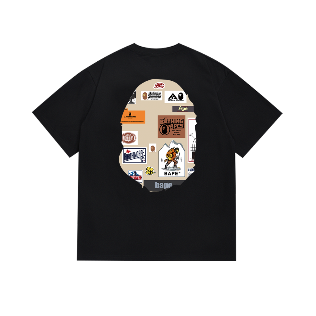 Bathing Shark and ape head print T-Shirt NextBlock