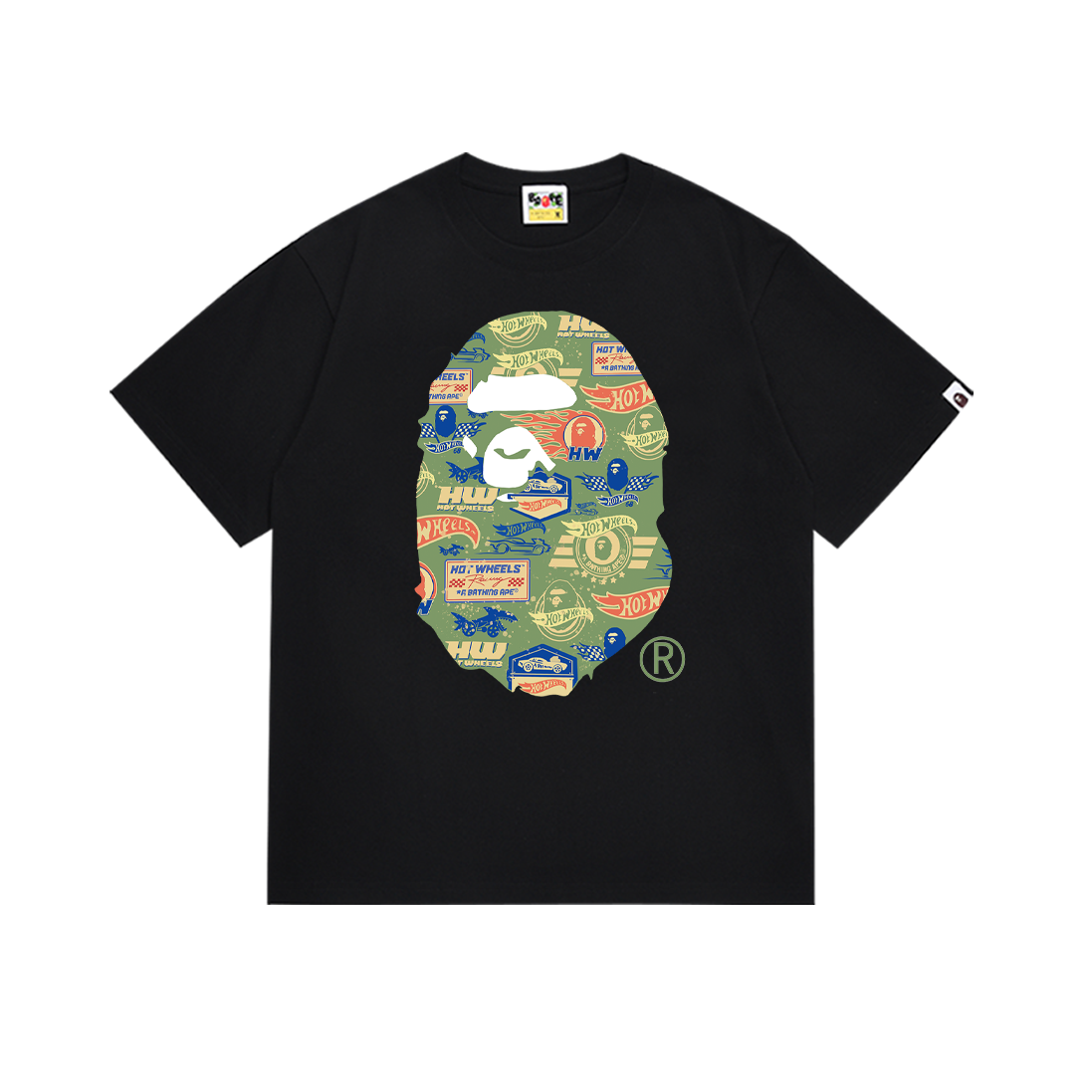 Bathing Shark and ape head print T-Shirt NextBlock