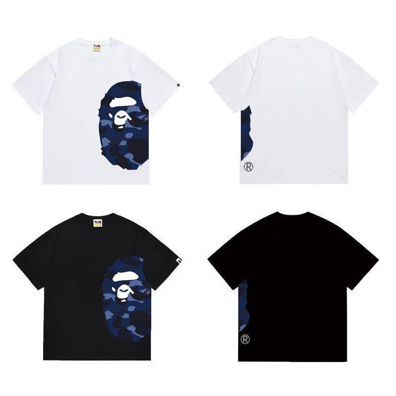 Bathing Shark and ape head print T Shirts NextBlock