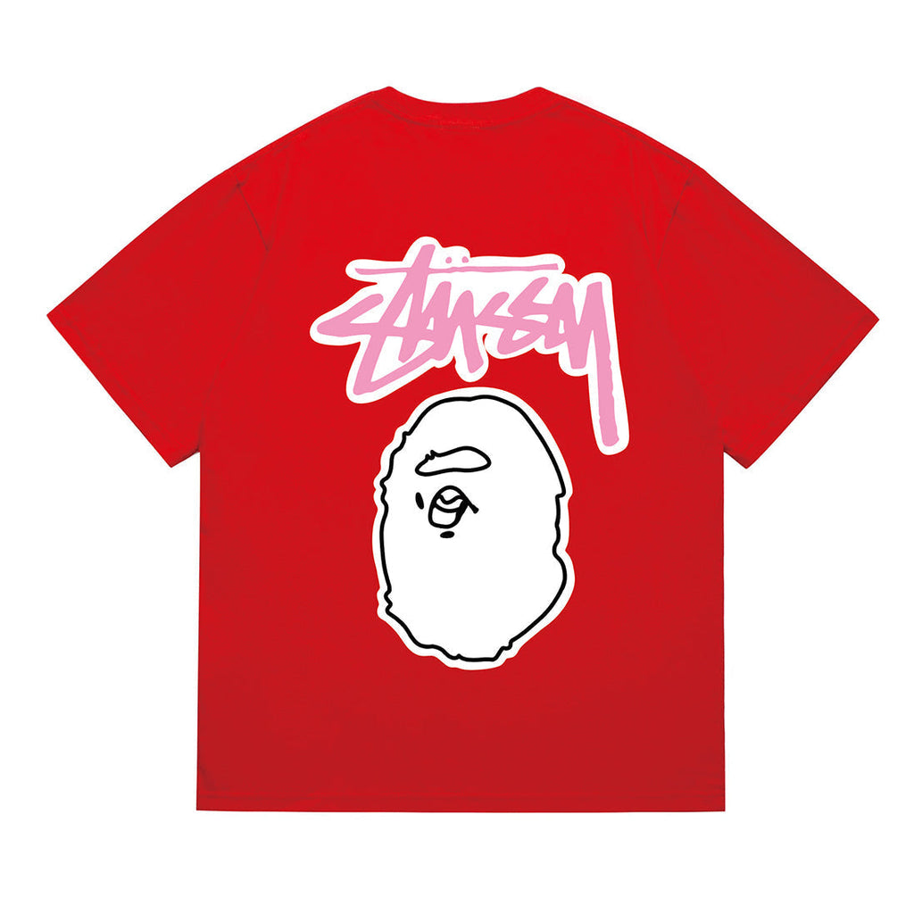 Bathing Shark and ape head print T-Shirt NextBlock