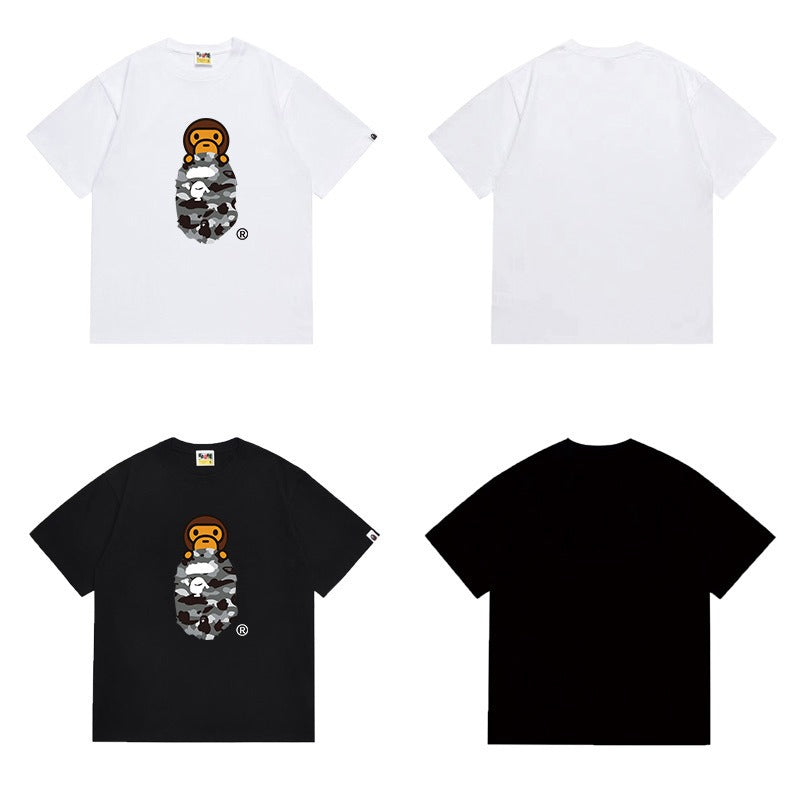 Bathing Shark and ape head print T Shirts NextBlock