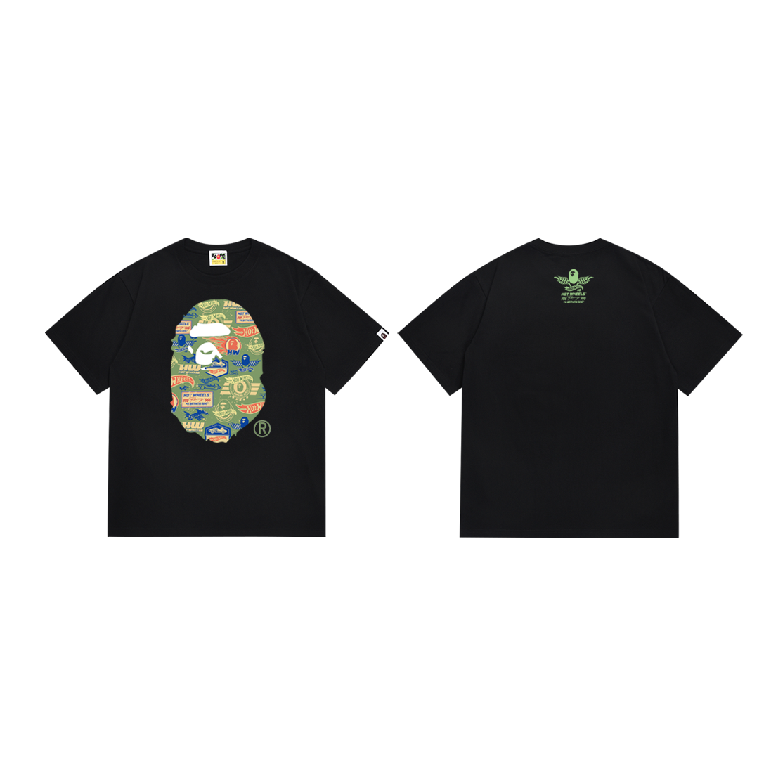 Bathing Shark and ape head print T-Shirt NextBlock