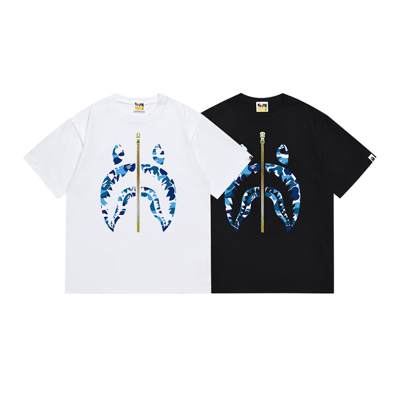 Bathing Shark and ape head print T Shirt NextBlock