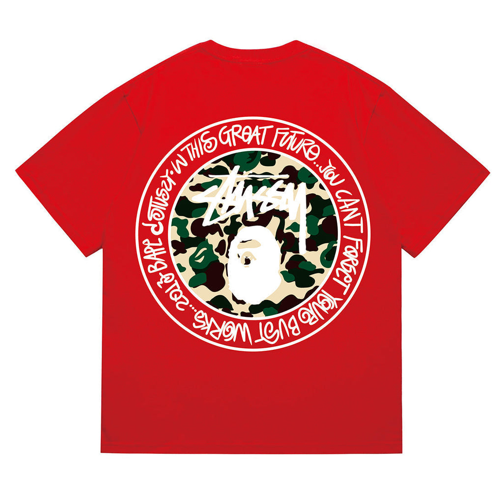 Bathing Shark and ape head print T-Shirt NextBlock