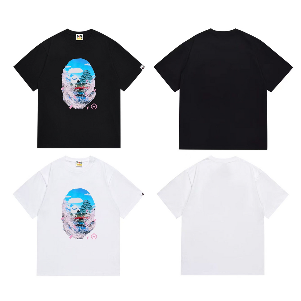 Bathing Shark and ape head print T-Shirt NextBlock