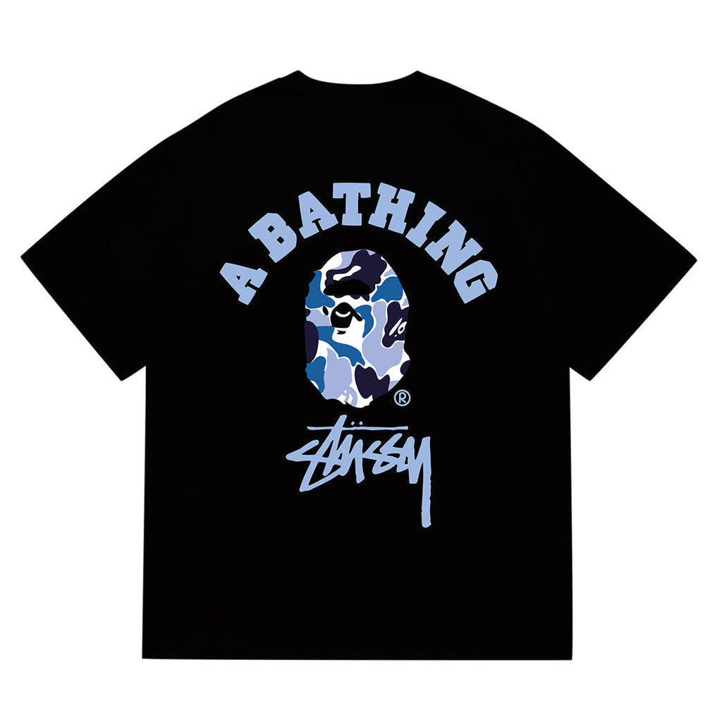 Bathing Shark and ape head print T-Shirt NextBlock