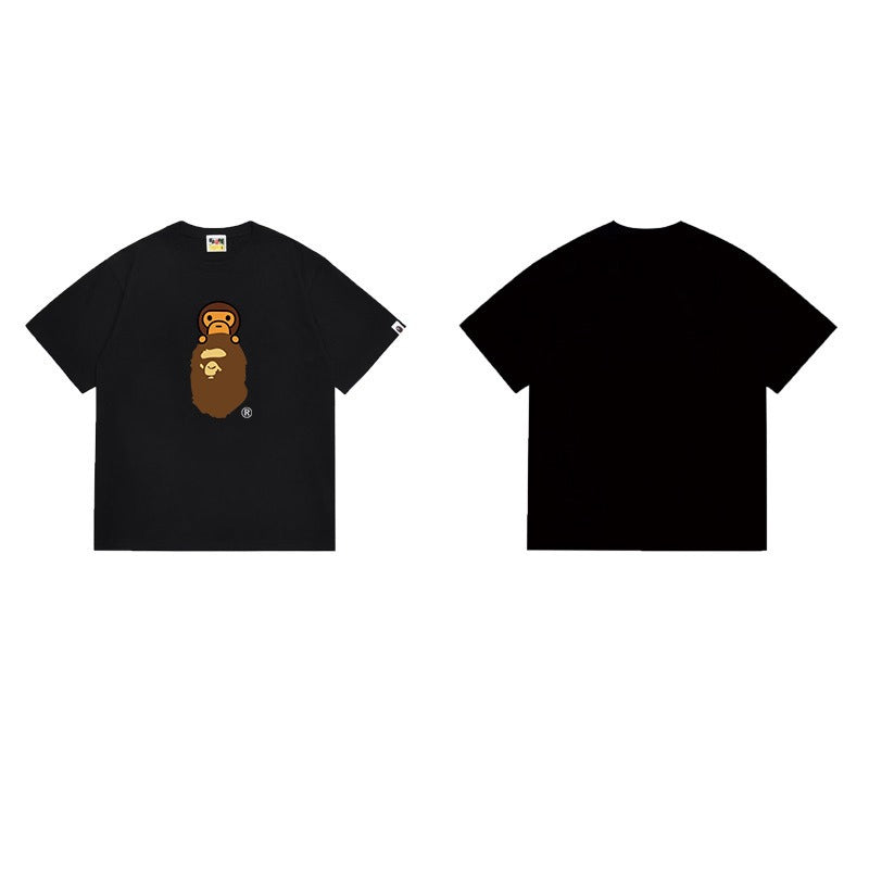 Bathing Shark and ape head print T Shirts NextBlock