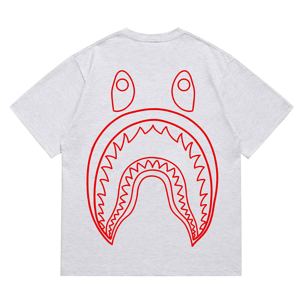 Bathing Shark and ape head print T-Shirt NextBlock