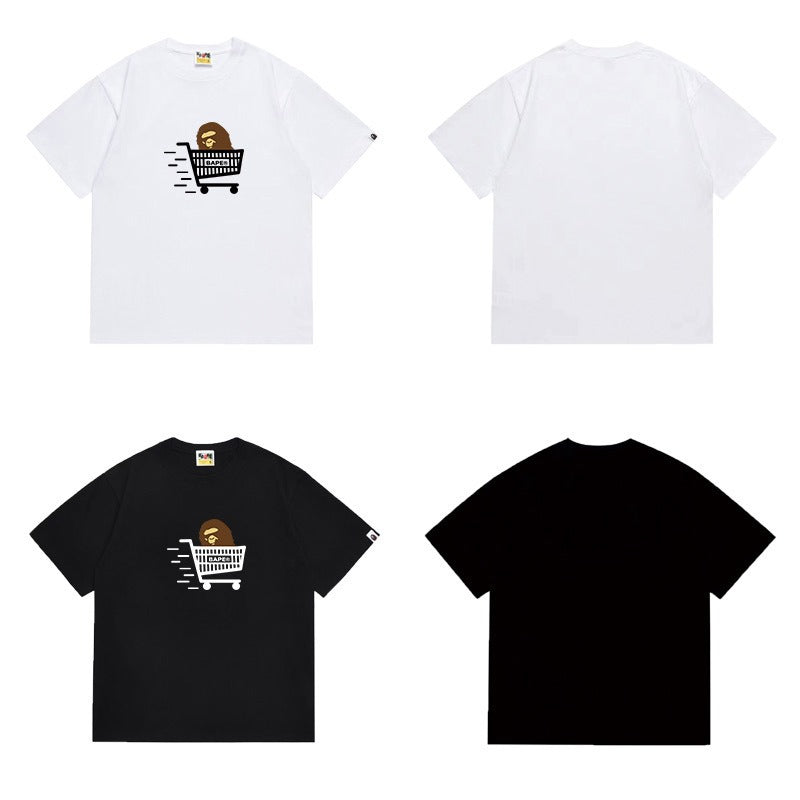 Bathing Shark and ape head print T Shirts NextBlock