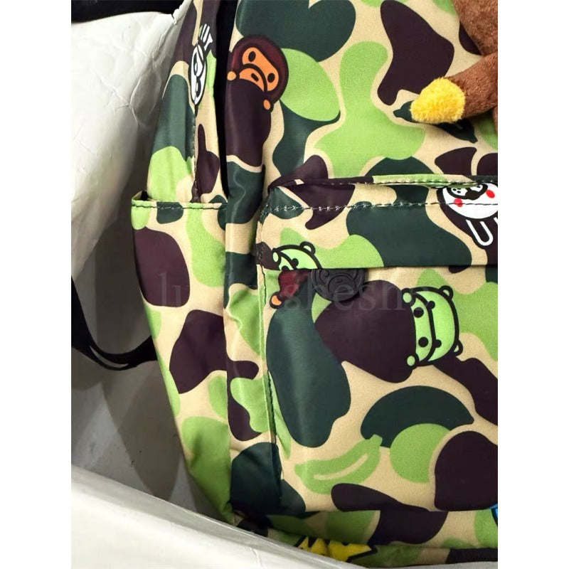 Bathing Shark and ape head print Bag Camouflage Little Monkey Backpack Small School Bag Backpack Female NextBlock