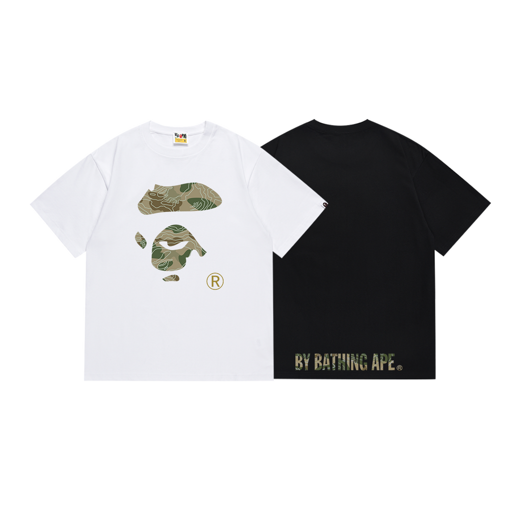 Bathing Shark and ape head print T-Shirt NextBlock