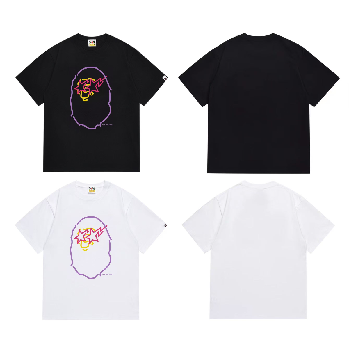 Bathing Shark and ape head print T-Shirt NextBlock