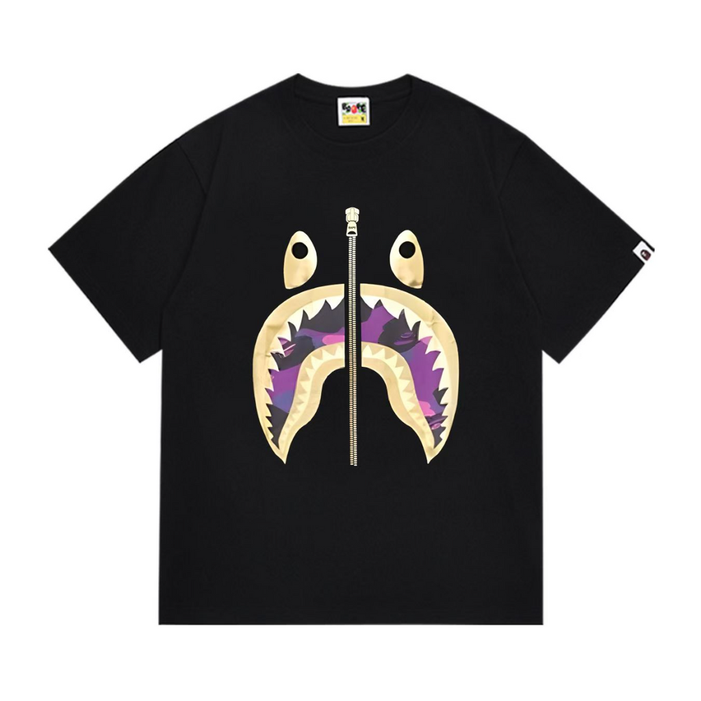 Bathing Shark and ape head print T-Shirt NextBlock