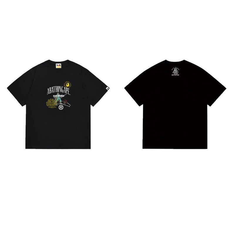 Bathing Shark and ape head print T Shirts NextBlock
