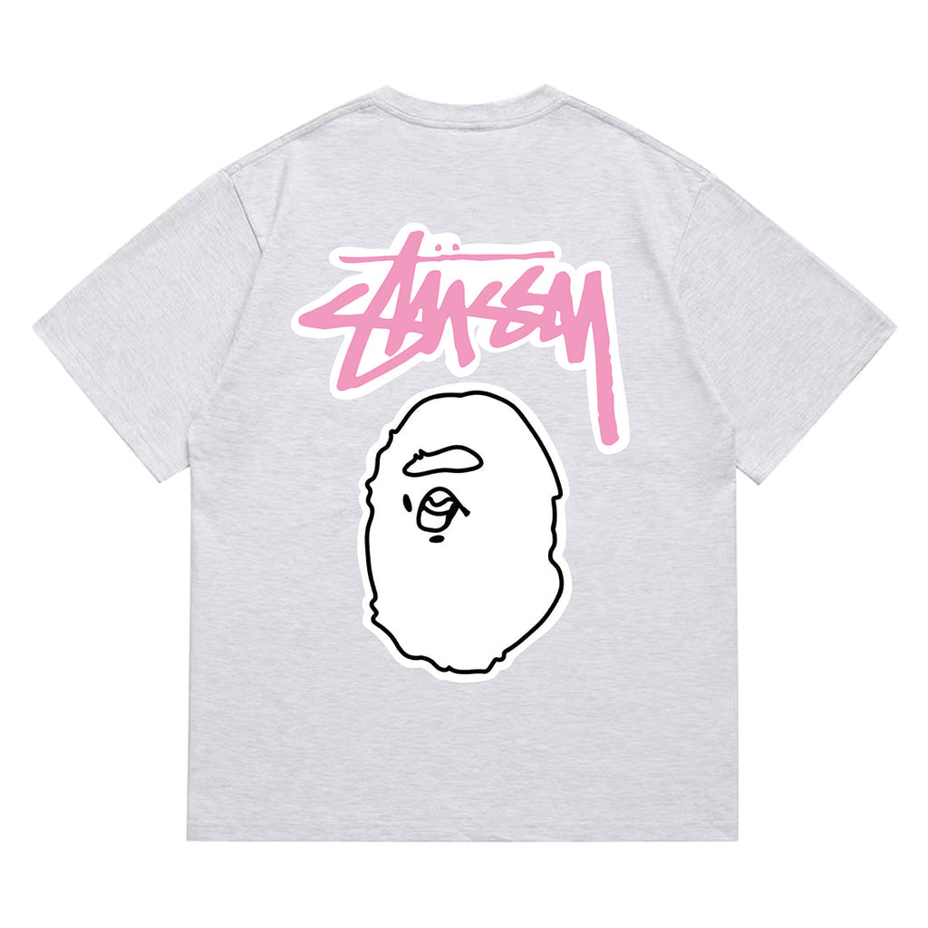 Bathing Shark and ape head print T-Shirt NextBlock