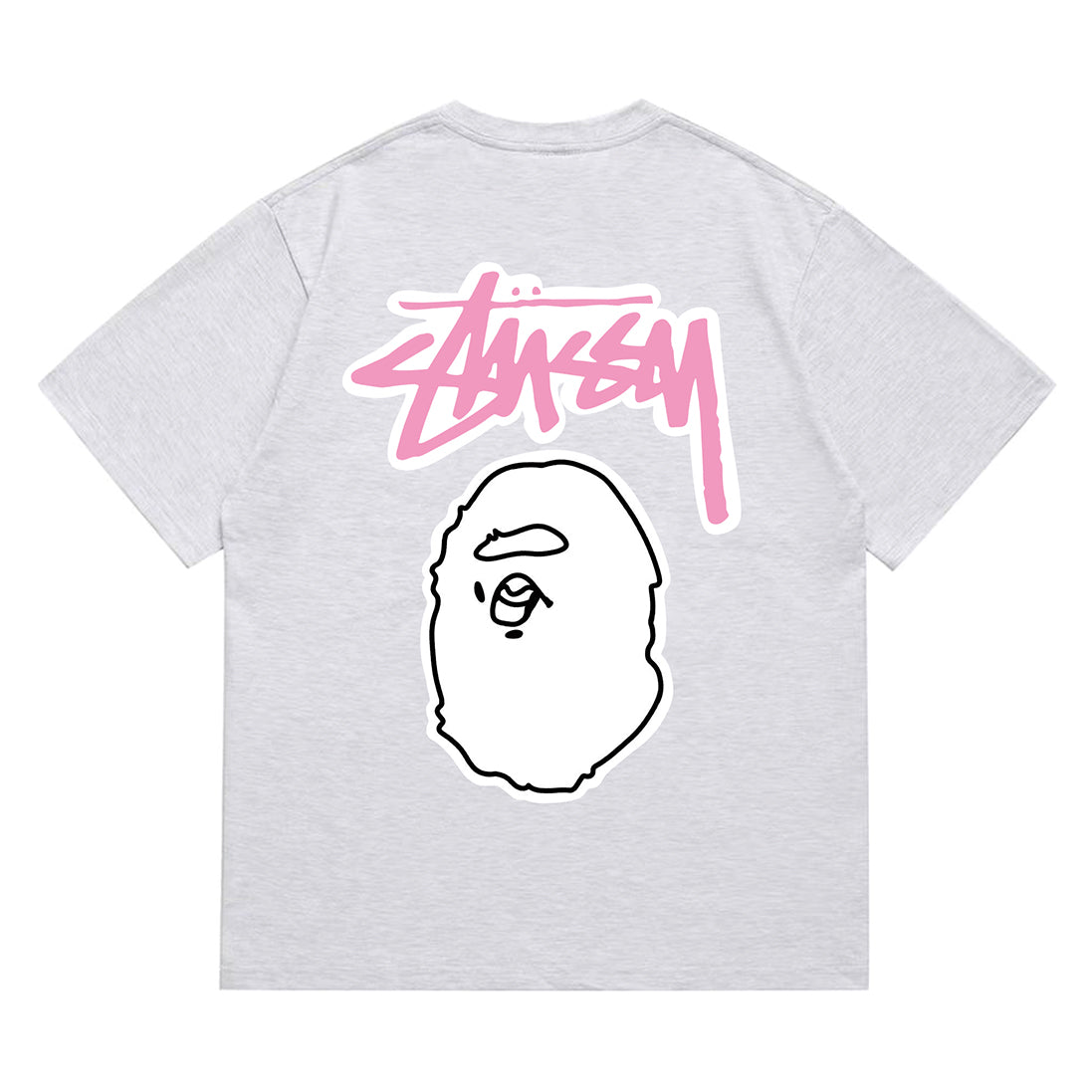 Bathing Shark and ape head print T-Shirt NextBlock