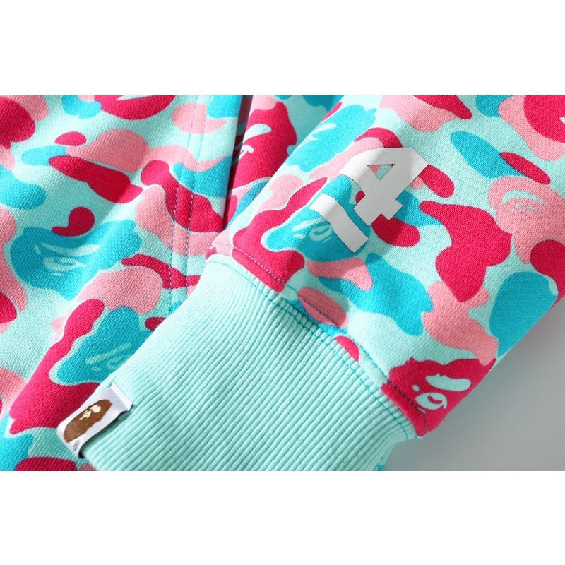 Bathing Shark and ape head print Hoodie Miami Two-Hat Cardigan Zipper Fall / Winter Velvet Shark NextBlock
