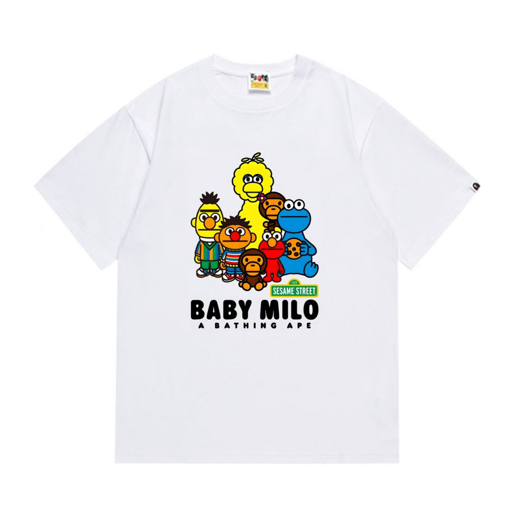 Bathing Shark and ape head print T-Shirt NextBlock