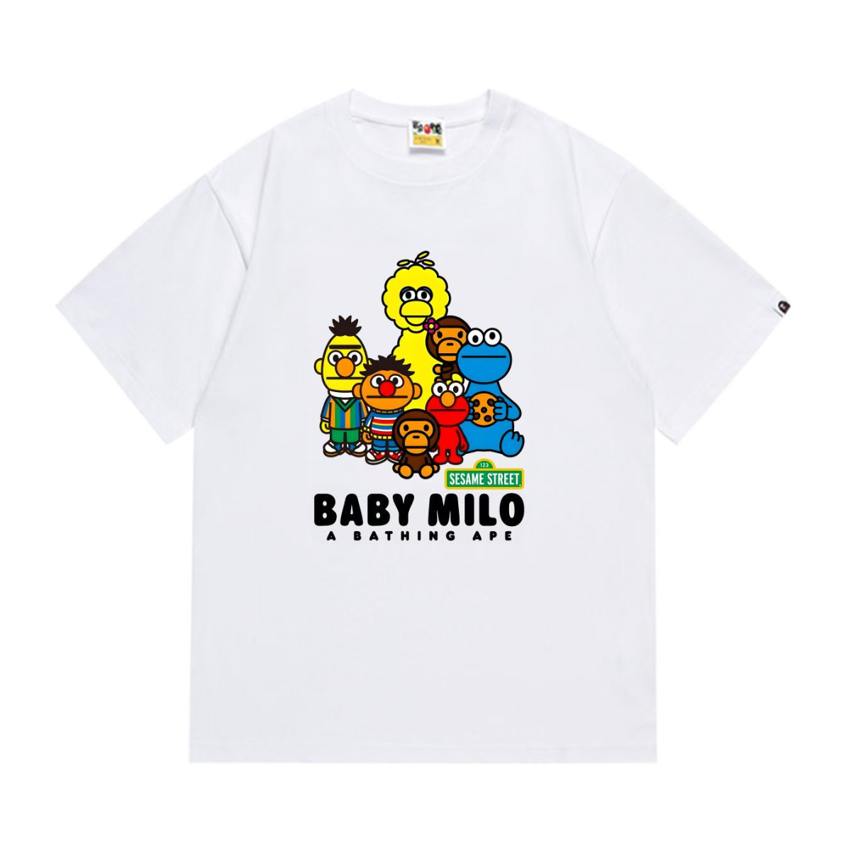 Bathing Shark and ape head print T-Shirt NextBlock