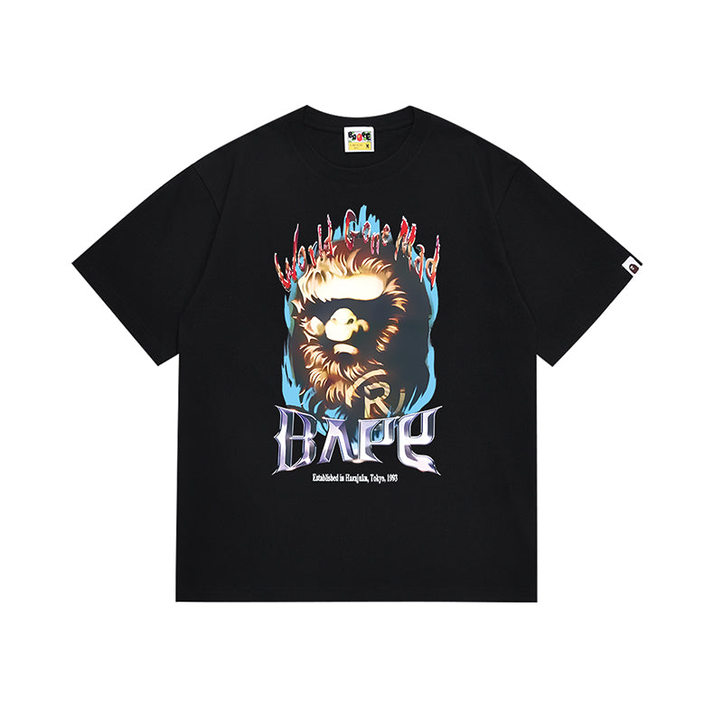 Bathing Shark and ape head print T Shirt NextBlock