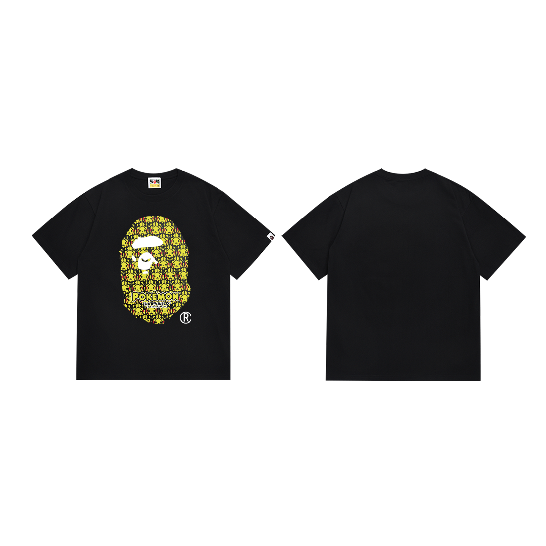 Bathing Shark and ape head print T-Shirt NextBlock