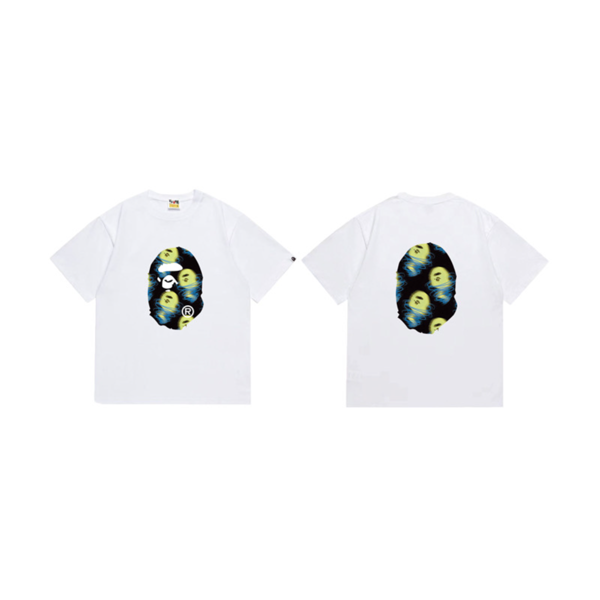 Bathing Shark and ape head print T-Shirt NextBlock