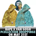 Bathing Shark and ape head print hoode BAPE van gogh joint wave sunflower NextBlock