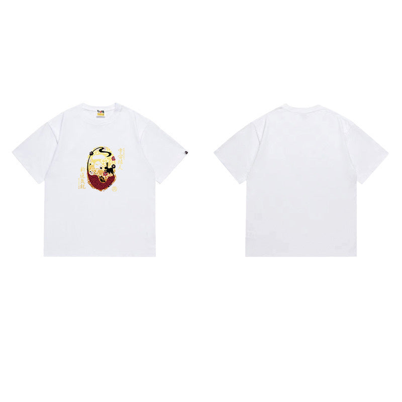 Bathing Shark and ape head print T Shirts NextBlock