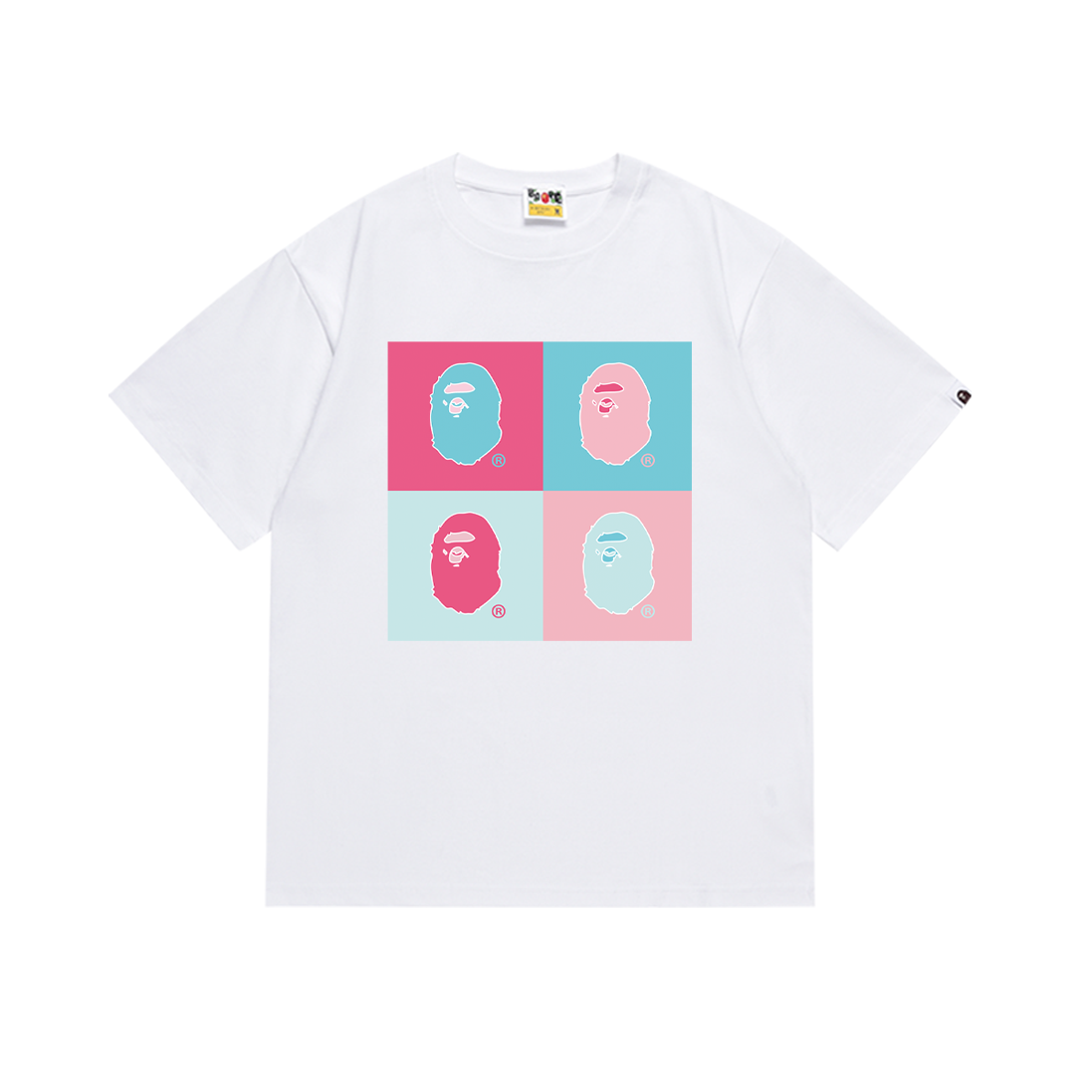 Bathing Shark and ape head print T-Shirt NextBlock