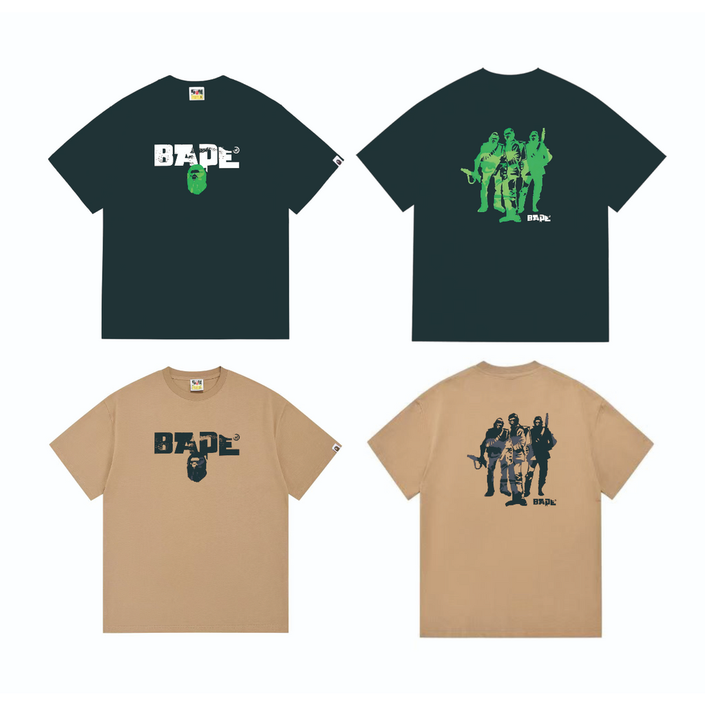 Bathing Shark and ape head print T-Shirt NextBlock