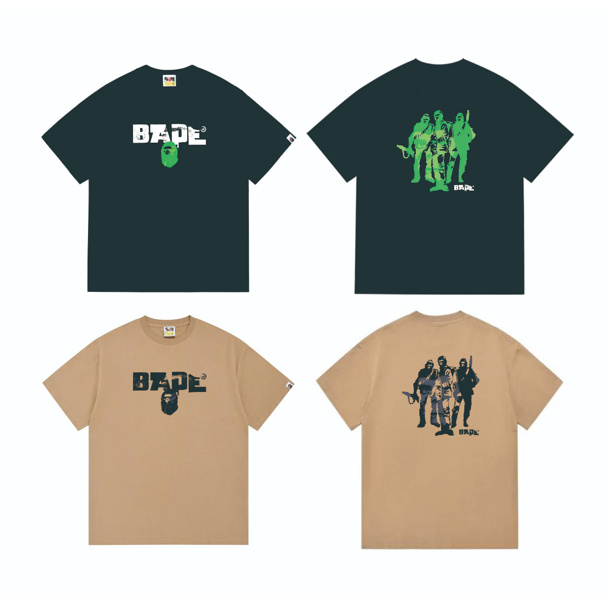 Bathing Shark and ape head print T-Shirt NextBlock