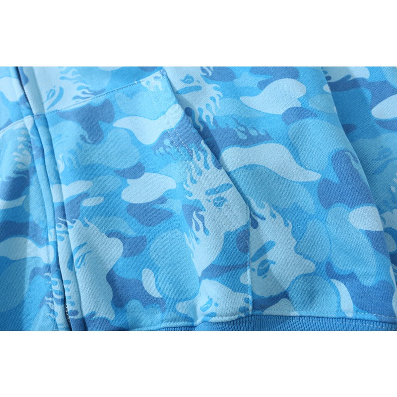 Bathing Shark and ape head print Hoodie Flame Camouflage Shark Autumn NextBlock