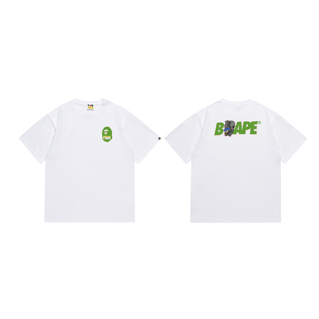 Bathing Shark and ape head print T-Shirt NextBlock
