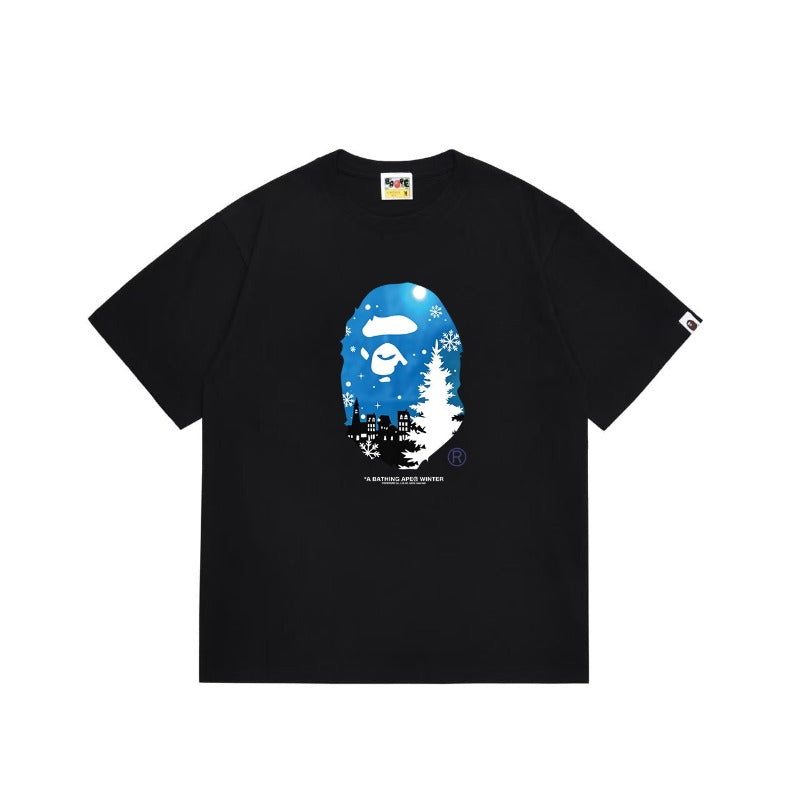 Bathing Shark and ape head print T Shirts NextBlock