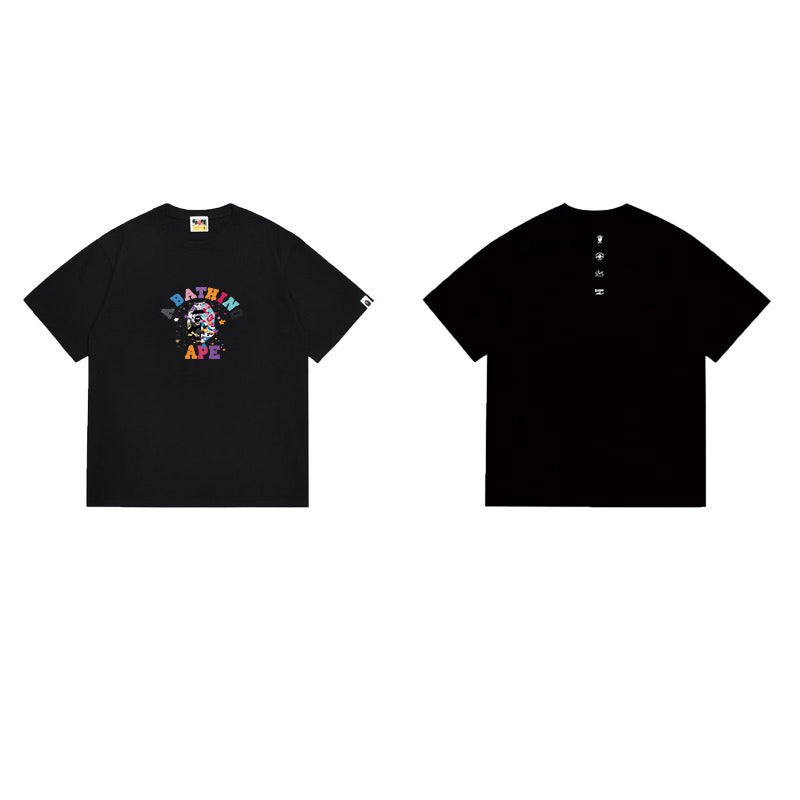 Bathing Shark and ape head print T Shirts NextBlock