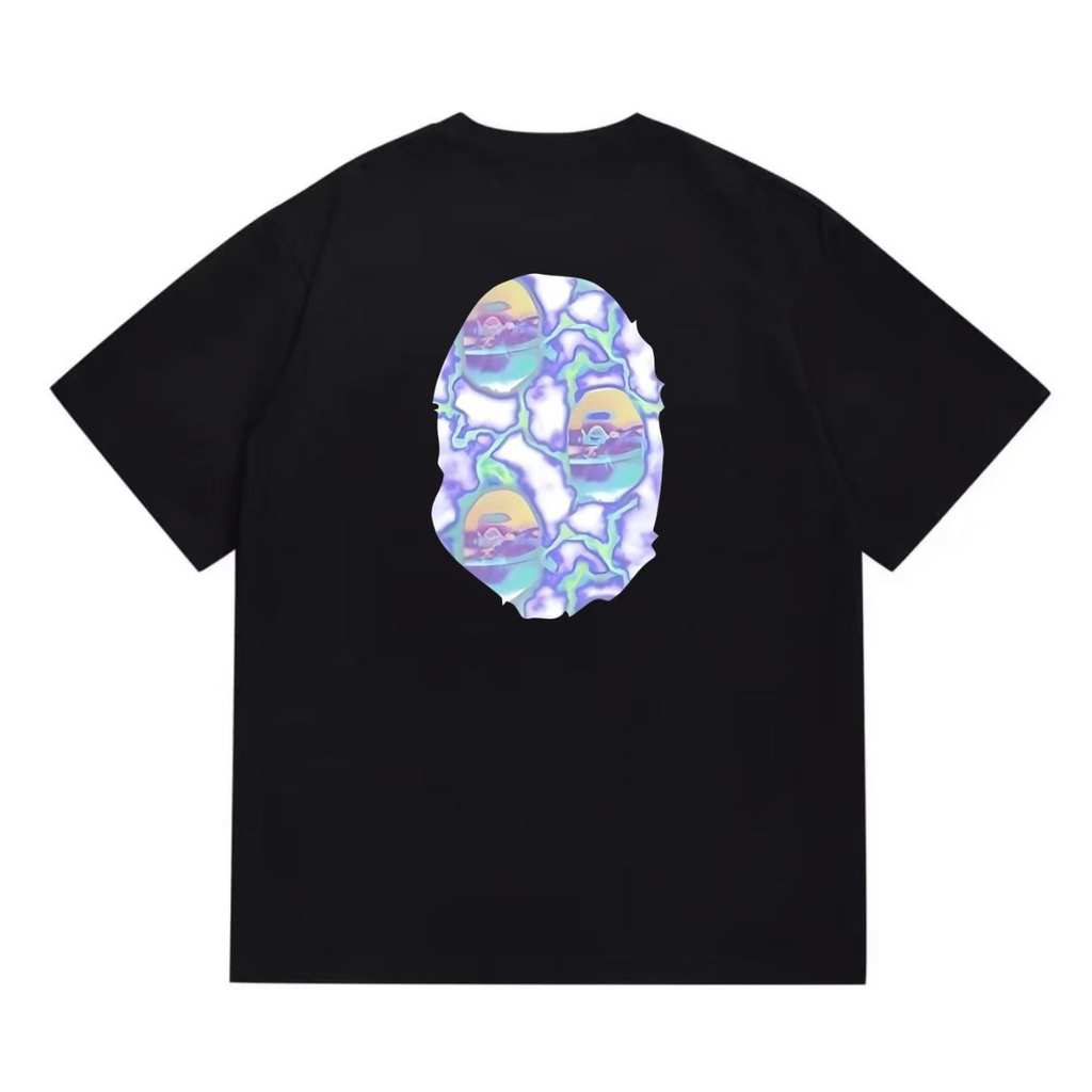 Bathing Shark and ape head print T-Shirt NextBlock