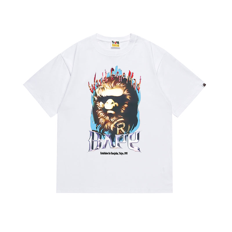 Bathing Shark and ape head print T Shirt NextBlock