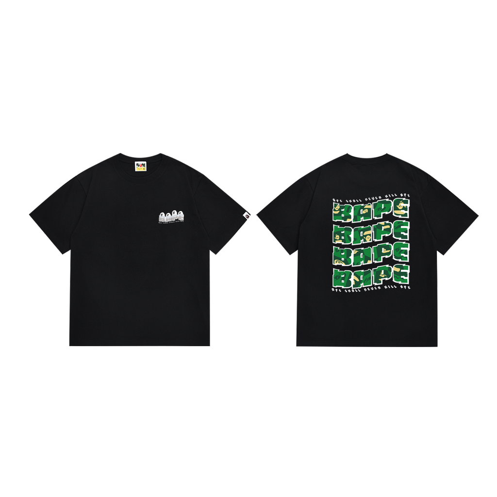 Bathing Shark and ape head print T-Shirt NextBlock