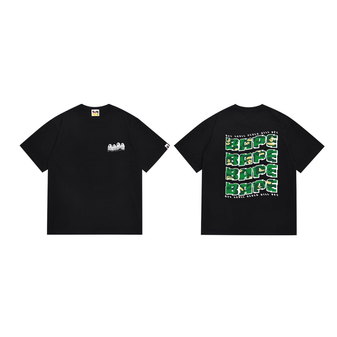 Bathing Shark and ape head print T-Shirt NextBlock