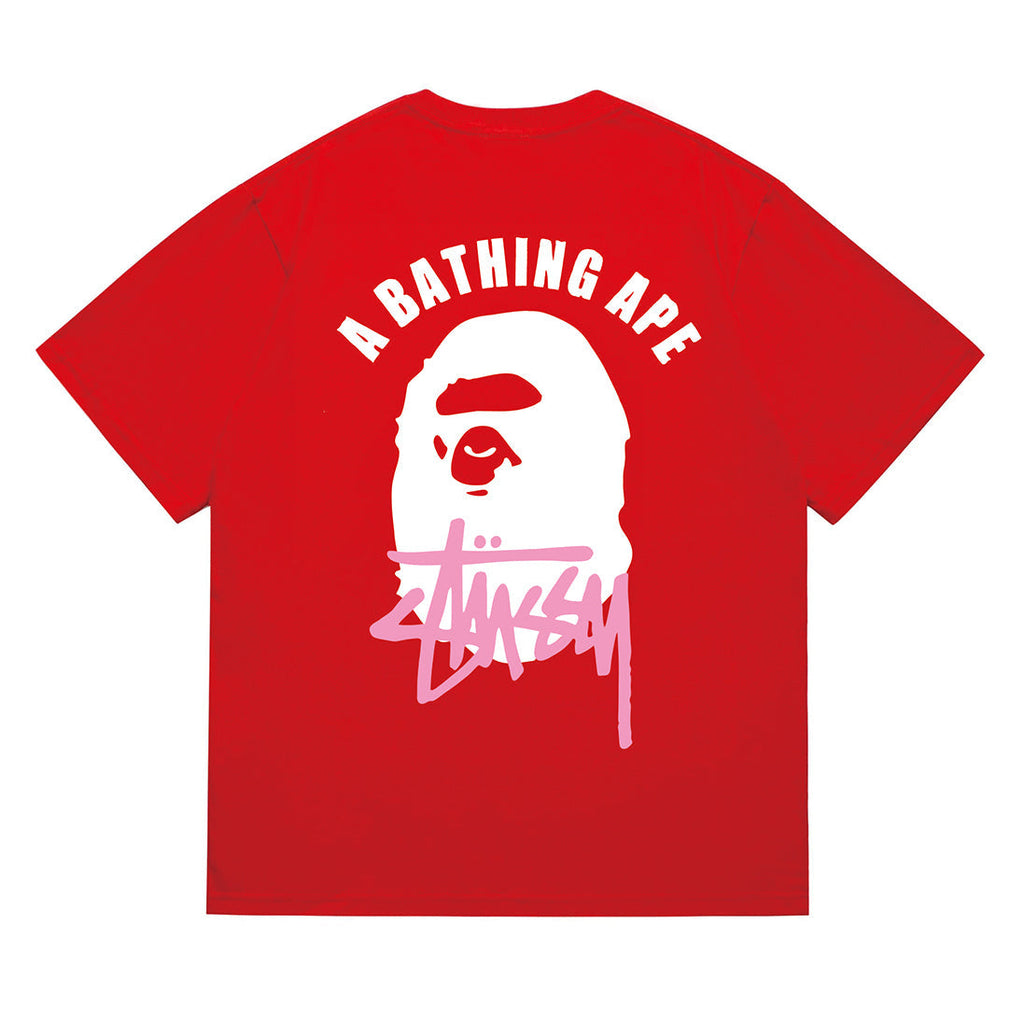 Bathing Shark and ape head print T-Shirt NextBlock