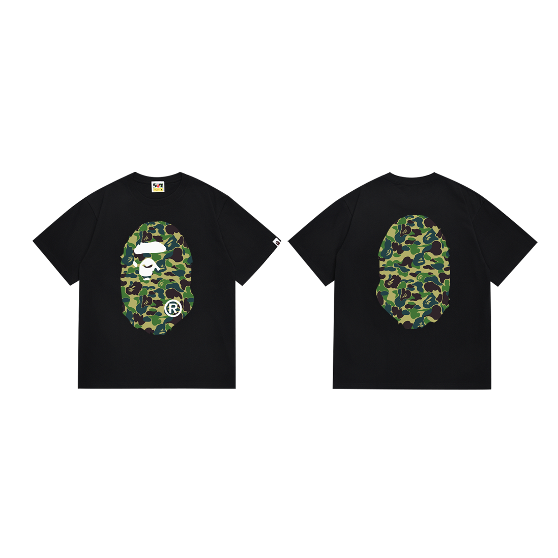 Bathing Shark and ape head print T-Shirt NextBlock