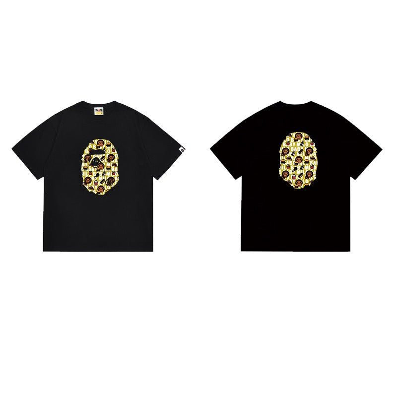 Bathing Shark and ape head print T Shirts NextBlock